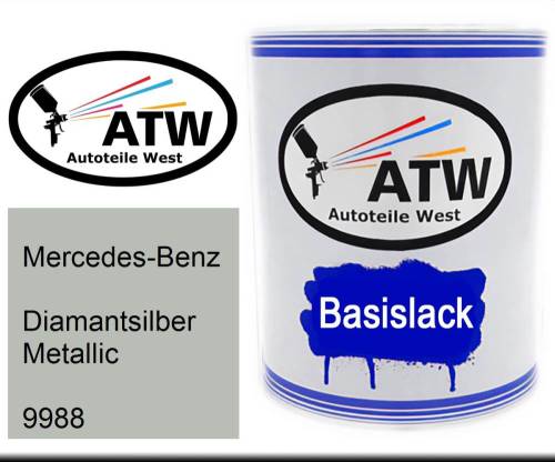 Mercedes-Benz, Diamantsilber Metallic, 9988: 1L Lackdose, von ATW Autoteile West.